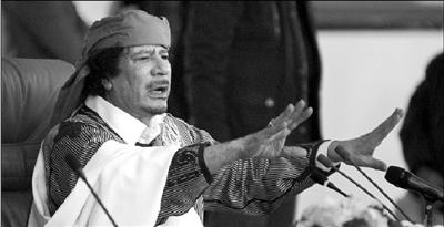 卡扎菲3月2日发表讲话。 图/人民图片 