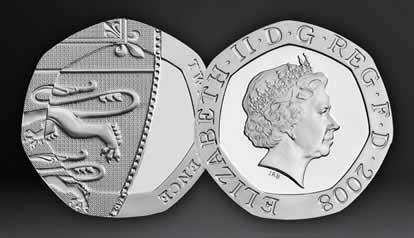 20 pence coins. An error by the Royal Mint in Britain has seen the issue of tens of thousands of 'dateless' 20 pence coins -- driving their value up to 50 pounds (60 euros, 80 dollars) each, a collector said Monday.