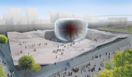 An artist's rendition of the UK Pavilion (day-time) 