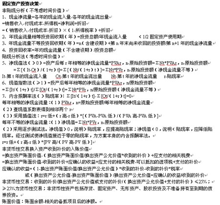 2009注册会计师考试必须掌握的财管公式