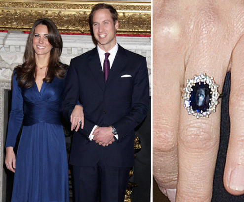 Prince William presented Kate Middleton with the same ring worn by his mother, Princess Diana. ׸ĸ׵Ľָһöʯ䡣