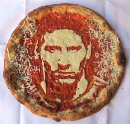 Footballer Messi appeared on a pizza