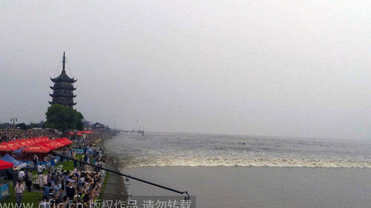 The Qiantang River tide is one of world's three strongest tidal events, along with the Amazon in South America and the Ganges in India. The best location for tide watching is right in Yanguan town, Haining city. [Photo/IC]