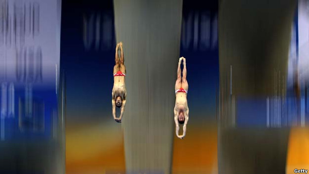 David Boudia and Nick McCrory in action during the Diving World Cup in London.