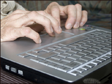 Man using keyboard