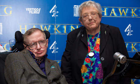 Theoretical physicist Stephen Hawking with his sister Mary at the premiere of the documentary Hawking in Cambridge. (Agencies)