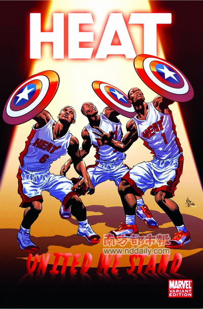 图文:NBA主题漫画海报-热队三巨头
