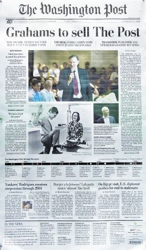 马逊CEO2.5亿美元收购《华盛顿邮报》|报纸|亚