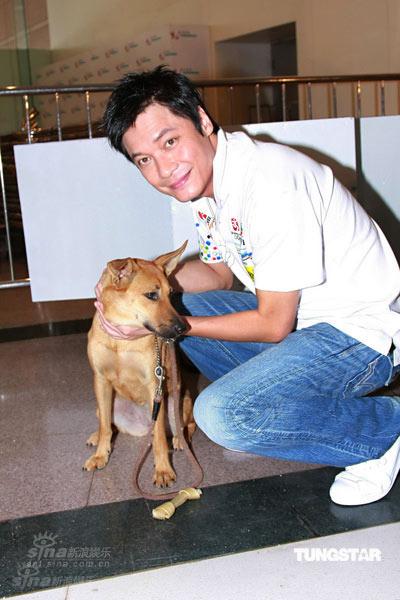 图文:《当狗爱上猫》宣传--罗嘉良与小狗