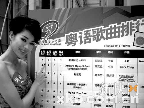 她成为了广东电台音乐之声粤语歌曲排行榜的宣