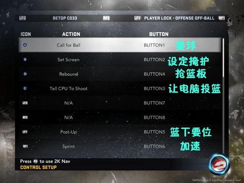 《NBA 2K11》按键设置中英文对照翻译图_游