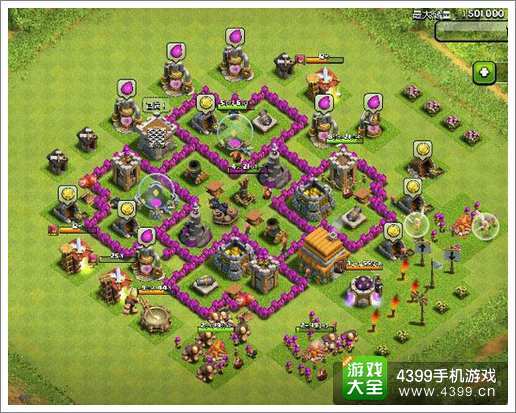 部落冲突6本十字阵内十字资源分散_97973手游