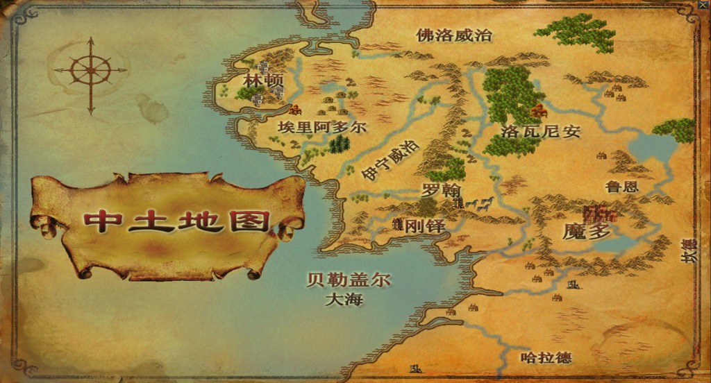 最后是游戏的全地图:中土地图