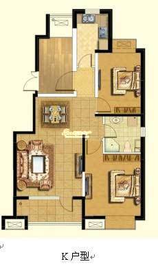 图为项目2室2厅1卫户型图