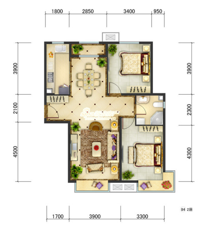 图为项目2室1厅1卫户型图
