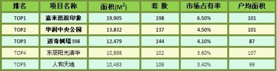 项目销售面积排行榜