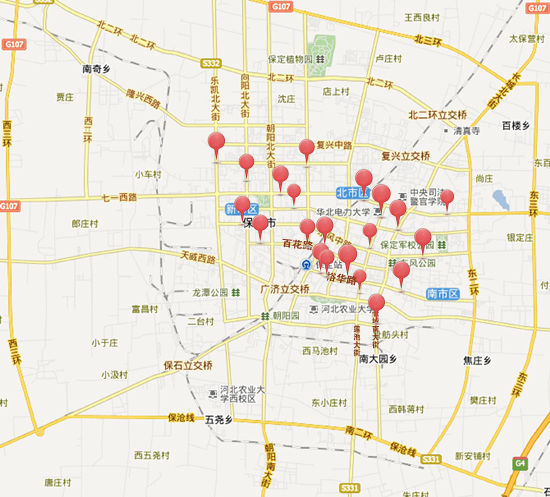 下雨天出行指南 保定市区22处积水点分布图_城