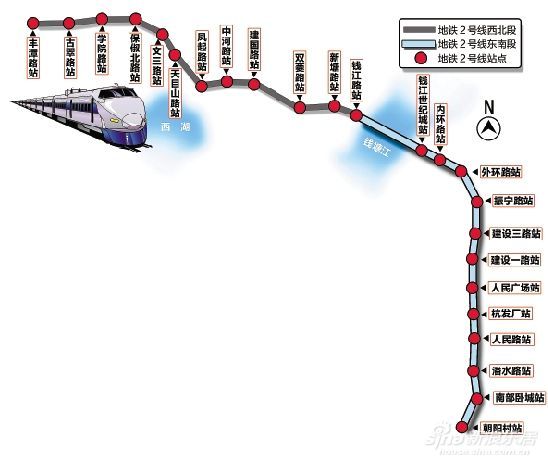 图为地铁2号线线路图