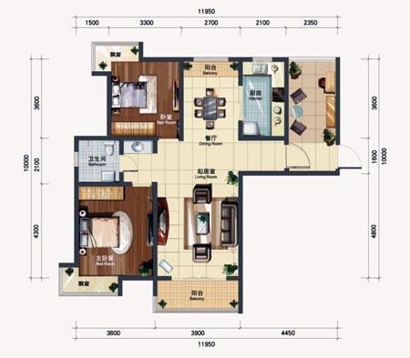 三室两厅一卫户型