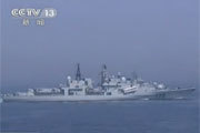 中俄舰艇军机海上阅兵现场画面