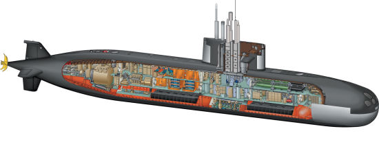 资料图：俄罗斯拉达级潜艇剖面图
