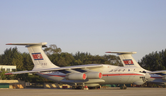 资料图：朝鲜空军伊尔76大型运输机群