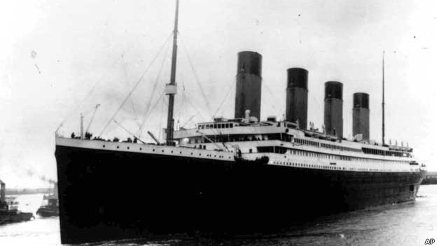The Titanic leaving Southampton, England on her maiden voyage.