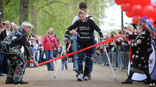 Claire Lomas crossing the finishing line