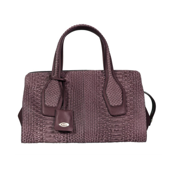 TOD’S巧克力棕色蜥蜴压纹小手提包