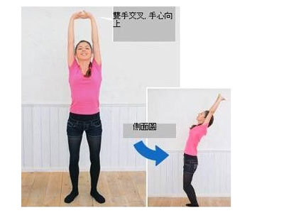 第二步：伸懒腰，双手手心向上