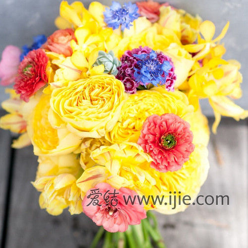 红黄蓝三原色甜蜜缤纷的春季室外婚礼