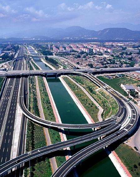 组图从空中看北京第一条环城高速公路五环路