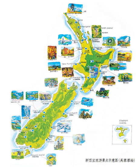 绘制了新西兰地图并
