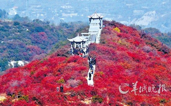 Gongyi Zhulin town Longevity Hill scenic hills red beautiful like Xia