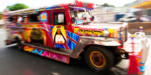 Manila unique brightly coloured cars