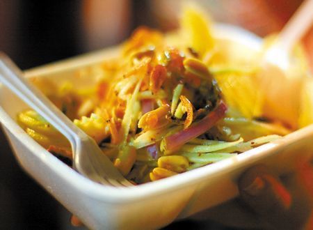 Sweet and sour salty and spicy taste rich, many ingredients of Green Mango Salad