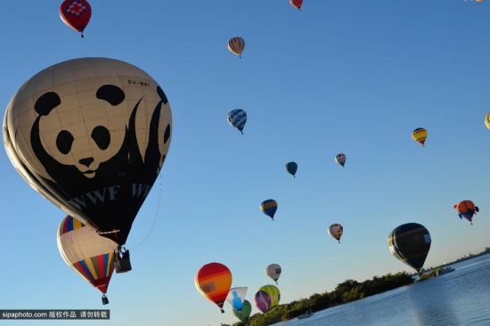 莱昂国际热气球节开幕，各色造型天空争艳。