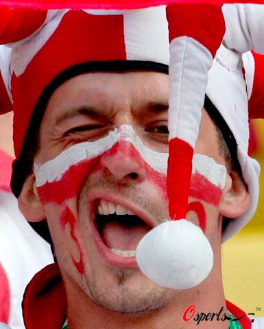 图文-奥地利波兰球迷热情观赛面目狰狞的波兰球迷