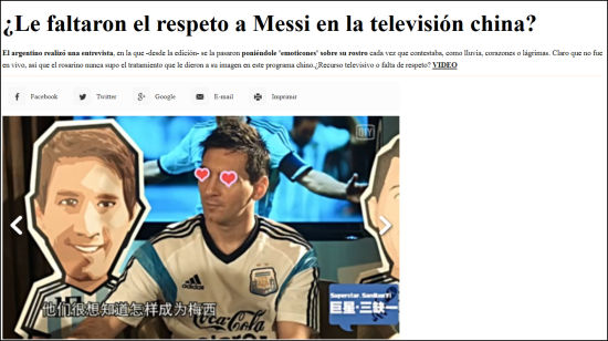 阿根廷INFOBAE网站质疑，中国的电视节目对梅西缺乏尊重