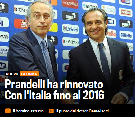 意大利足协官方宣布普兰德利续约 执教至2016