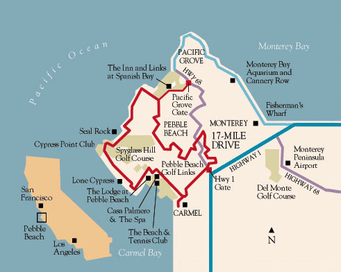 美国加州圆石滩高尔夫球场地理位置
