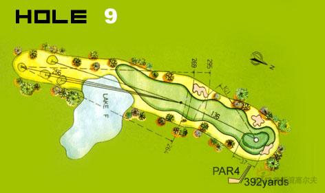 图文四川国际高尔夫球场球道攻略第九洞