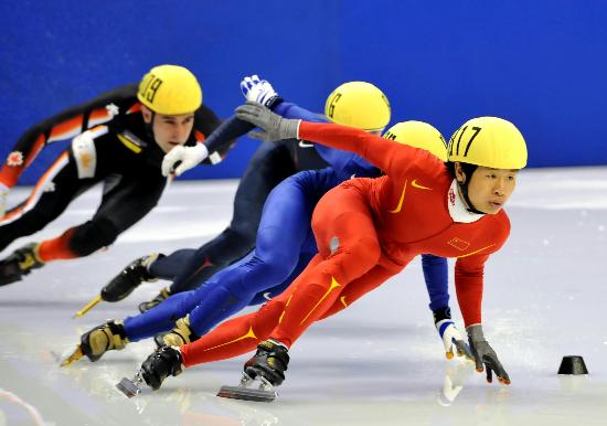 图文-短道速滑世界团体锦标赛中国男队获第四名