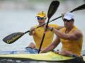 图文-外国皮划艇选手顺义试水 双人比赛配合默契