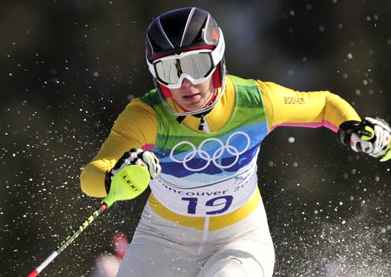 图文-高山滑雪女子超级两项全能奖牌轮 直奔冠