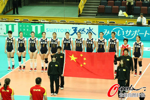图文-[女排世锦赛]中国v加拿大赛前举行入场仪式