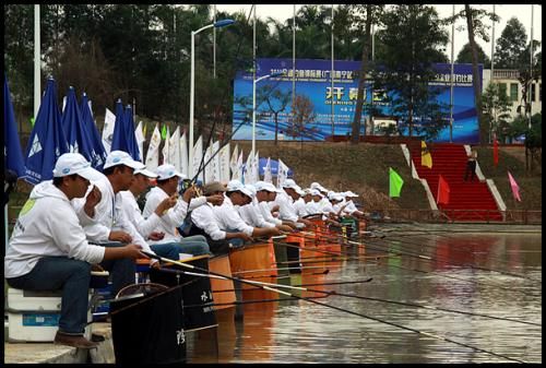 全国钓鱼锦标赛手竿钓混合鱼项目比赛中.(摄影 吴鹏