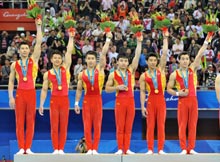体操男团中国五虎将豪取10连冠超亚军日本整11分