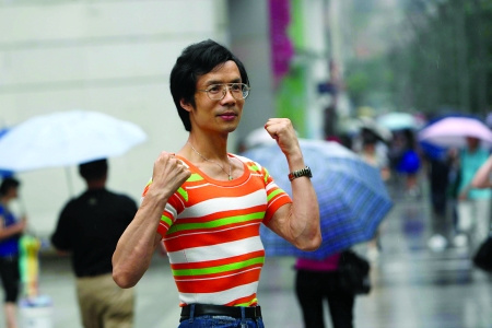 "最牛胸肌哥"骆涛 记者 张路桥 摄