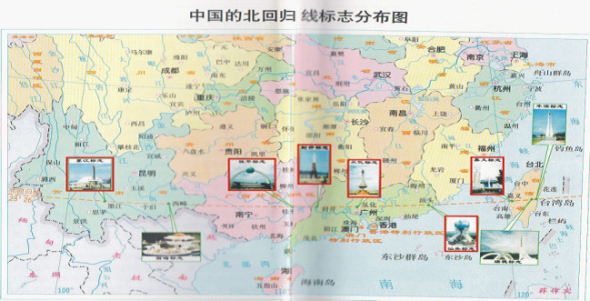 中国地图南北回归线图片